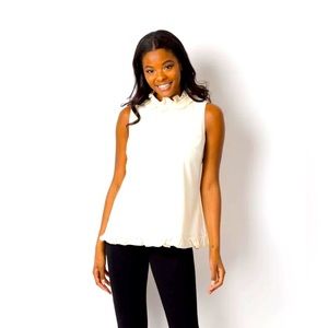 EUC Sail to Sable Ivory Double Ruffle Top